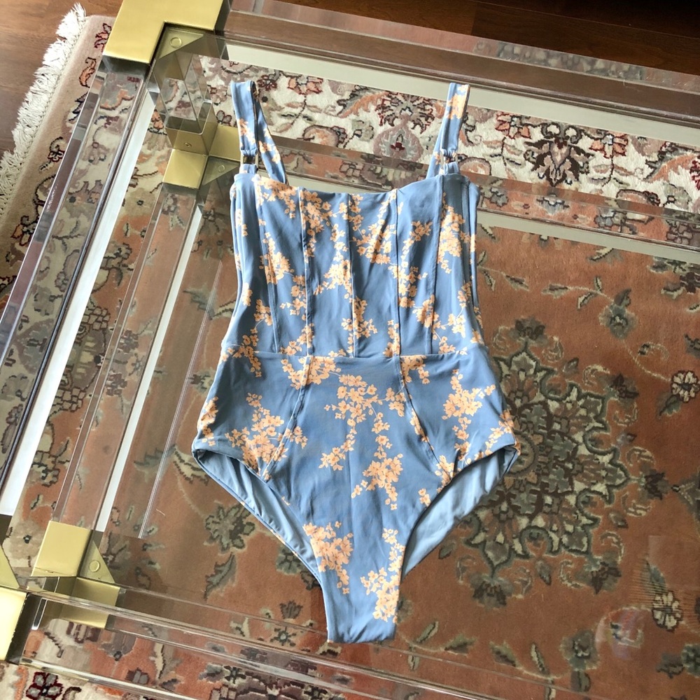 Revel Rey Blue Botanical Hunter One-Piece Swimsuit - Picture 12 of 16